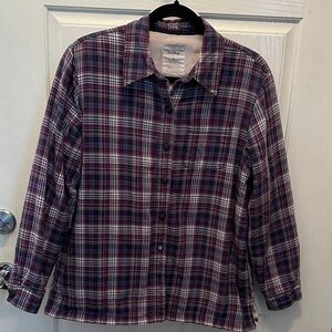 L.L. Bean Multicolor Plaid Shirt Jacket Shacket Warm Lining Size Small